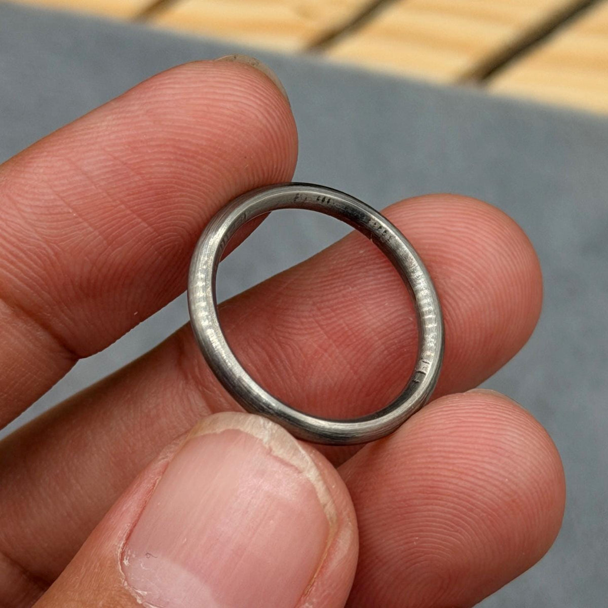 Brushed Titanium Stacking Ring, 2–3.5 mm — Slim Domed Band, view 3