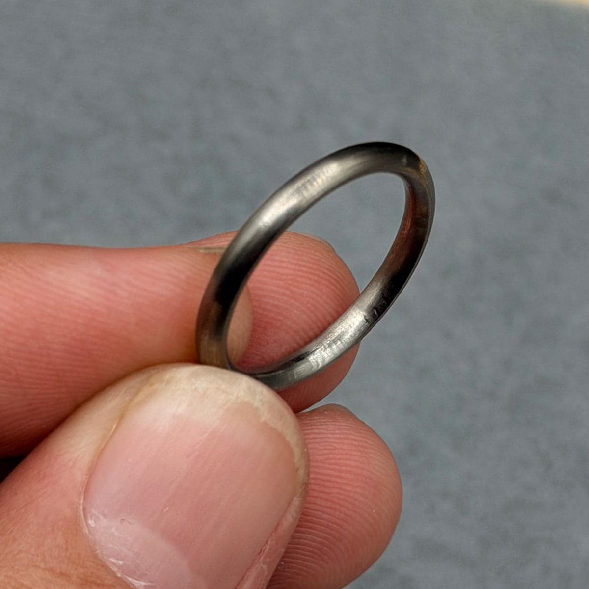 Brushed Titanium Stacking Ring, 2–3.5 mm — Slim Domed Band, view 2