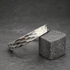 Hammered Steel Cuff Bracelet — Bright Faceted Viking Bangle