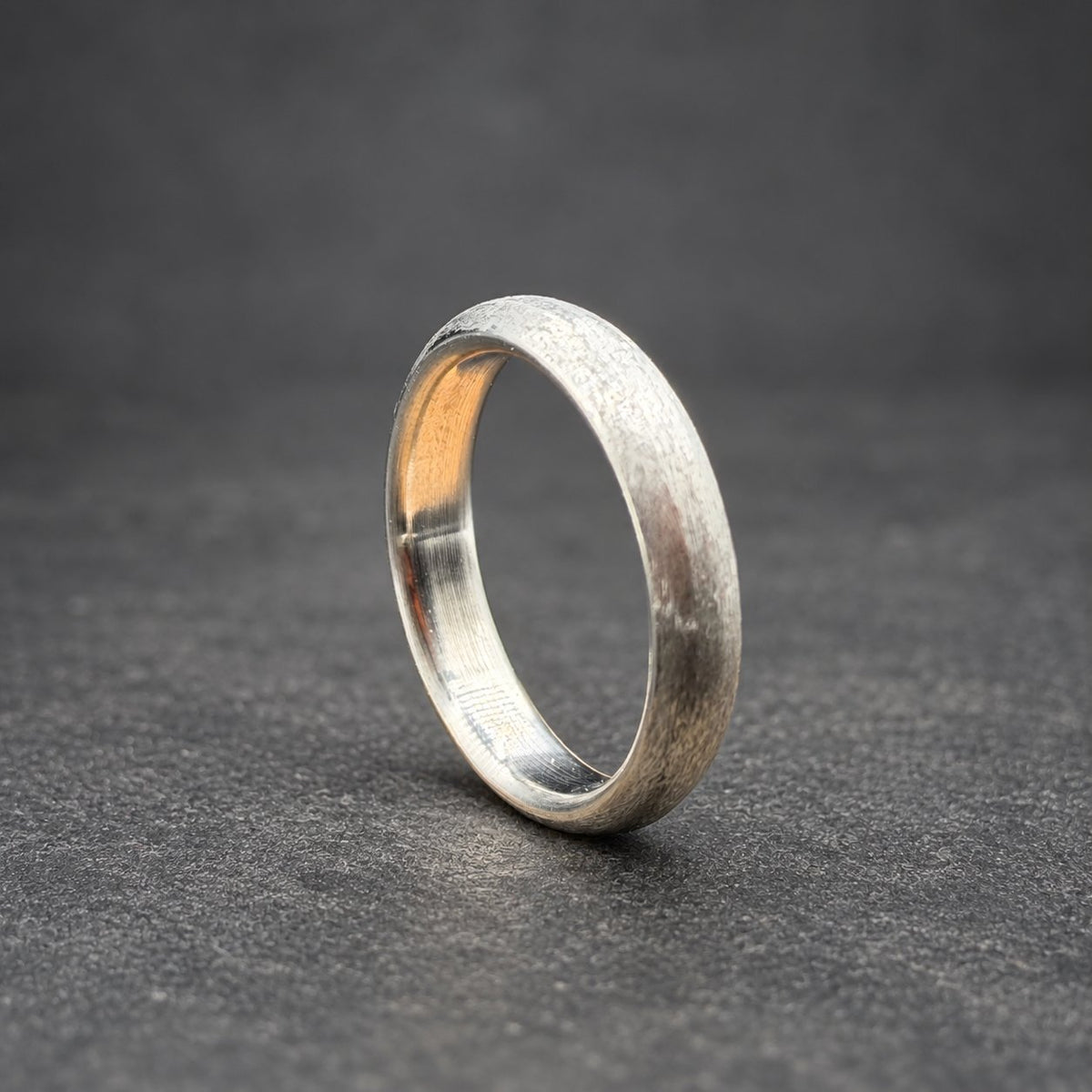 Brushed Titanium Wedding Band, Domed — Soft Satin Finish, view 2