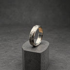Hammered Titanium Wedding Band, Flat — Distressed Rustic Ring, view 4