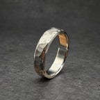 Hammered Titanium Wedding Band, Flat — Distressed Rustic Ring