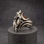 Polished Titanium Statement Ring — Gothic Shield Crown, view 6