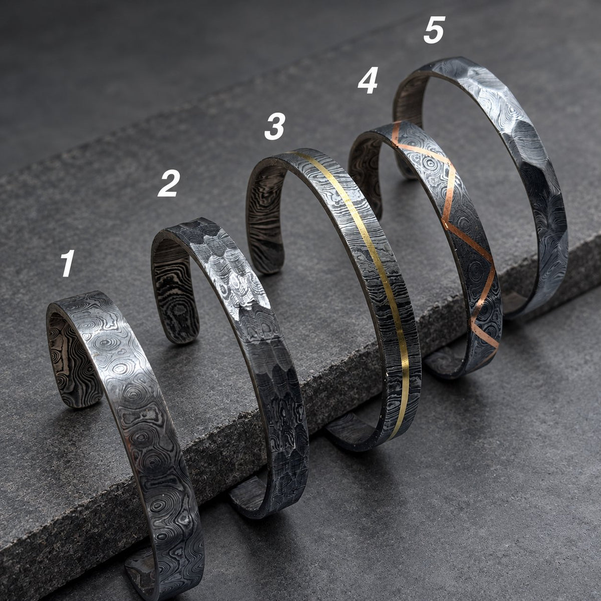 Damascus Steel Cuff Bracelet — Choice of Four Designs, view 1