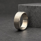 Brushed Titanium Wedding Band, Wide Flat — Beveled Edges, view 4