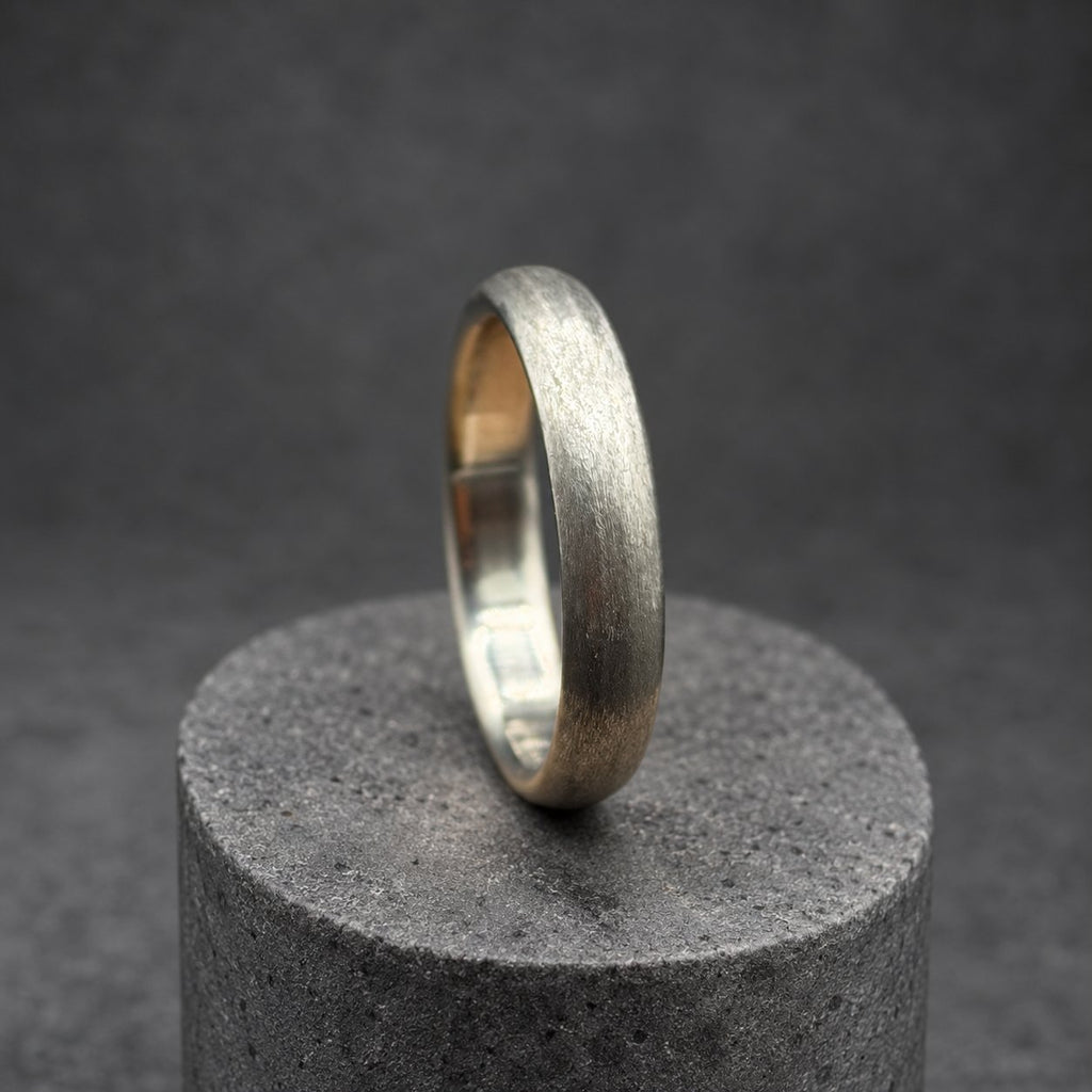 Brushed Titanium Wedding Band, Domed — Soft Satin Finish, view 5