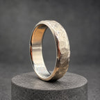 Hammered Titanium Wedding Band, Flat — Distressed Rustic Ring, view 2