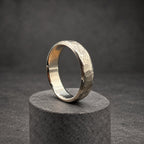 Hammered Titanium Wedding Band, Flat — Distressed Rustic Ring, view 3