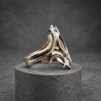 Polished Titanium Statement Ring — Gothic Shield Crown, view 5