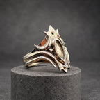 Polished Titanium Statement Ring — Gothic Shield Crown, view 7