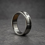 Black Zirconium Wedding Band, Concave — Polished Raised Rims