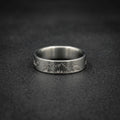 Brushed Titanium Wedding Band — Engraved Mountain Skyline
