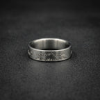 Brushed Titanium Wedding Band — Engraved Mountain Skyline