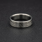 Brushed Titanium Wedding Band — Engraved Mountain Skyline, view 3