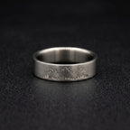 Brushed Titanium Wedding Band — Engraved Mountain Skyline, view 2