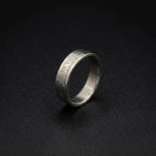 Brushed Titanium Wedding Band — Engraved Mountain Skyline, view 5