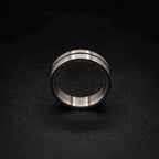 Brushed Titanium Wedding Band — Thin Blue Anodized Center Line, view 6