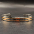 Damascus Steel Cuff Bracelet with Double Copper Lines — Viking Cuff