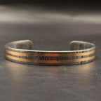 Damascus Steel Cuff Bracelet with Double Copper Lines — Viking Cuff