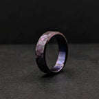 Purple Anodized Titanium Wedding Band — Hammered Flat Band, view 4