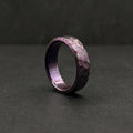 Purple Anodized Titanium Wedding Band — Hammered Flat Band