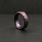 Purple Anodized Titanium Wedding Band — Hammered Flat Band