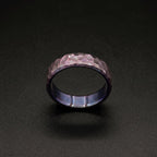 Purple Anodized Titanium Wedding Band — Hammered Flat Band, view 2