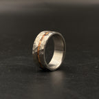 Hammered Titanium Wedding Band — Whiskey Barrel Wood Inlay, view 5