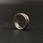 Hammered Titanium Wedding Band — Whiskey Barrel Wood Inlay, view 3