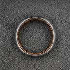 Brushed Titanium Wedding Band — Whiskey Barrel Wood Lining, view 3