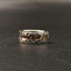 Hammered Titanium Wedding Band — Whiskey Barrel Wood Inlay, view 4