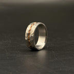 Hammered Titanium Wedding Band — Whiskey Barrel Wood Inlay