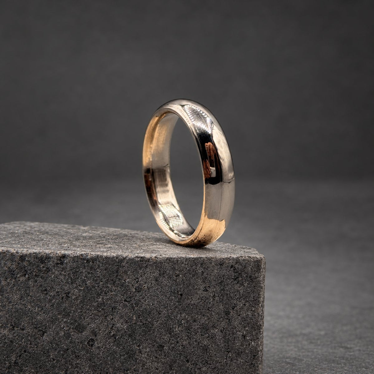 Polished Titanium Wedding Band, Domed — High Shine Classic, view 2