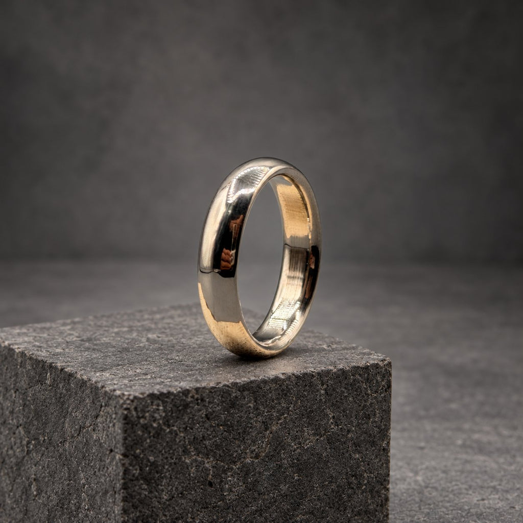 Polished Titanium Wedding Band, Domed — High Shine Classic
