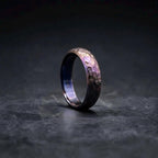 Purple Anodized Titanium Wedding Band, Domed — Hand Hammered, view 2