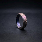 Purple Anodized Titanium Wedding Band, Domed — Hand Hammered, view 4