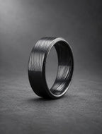 Black beveled Damasteel band, side view