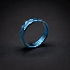Blue Anodized Titanium Wedding Band — Hammered Industrial Ring, view 3