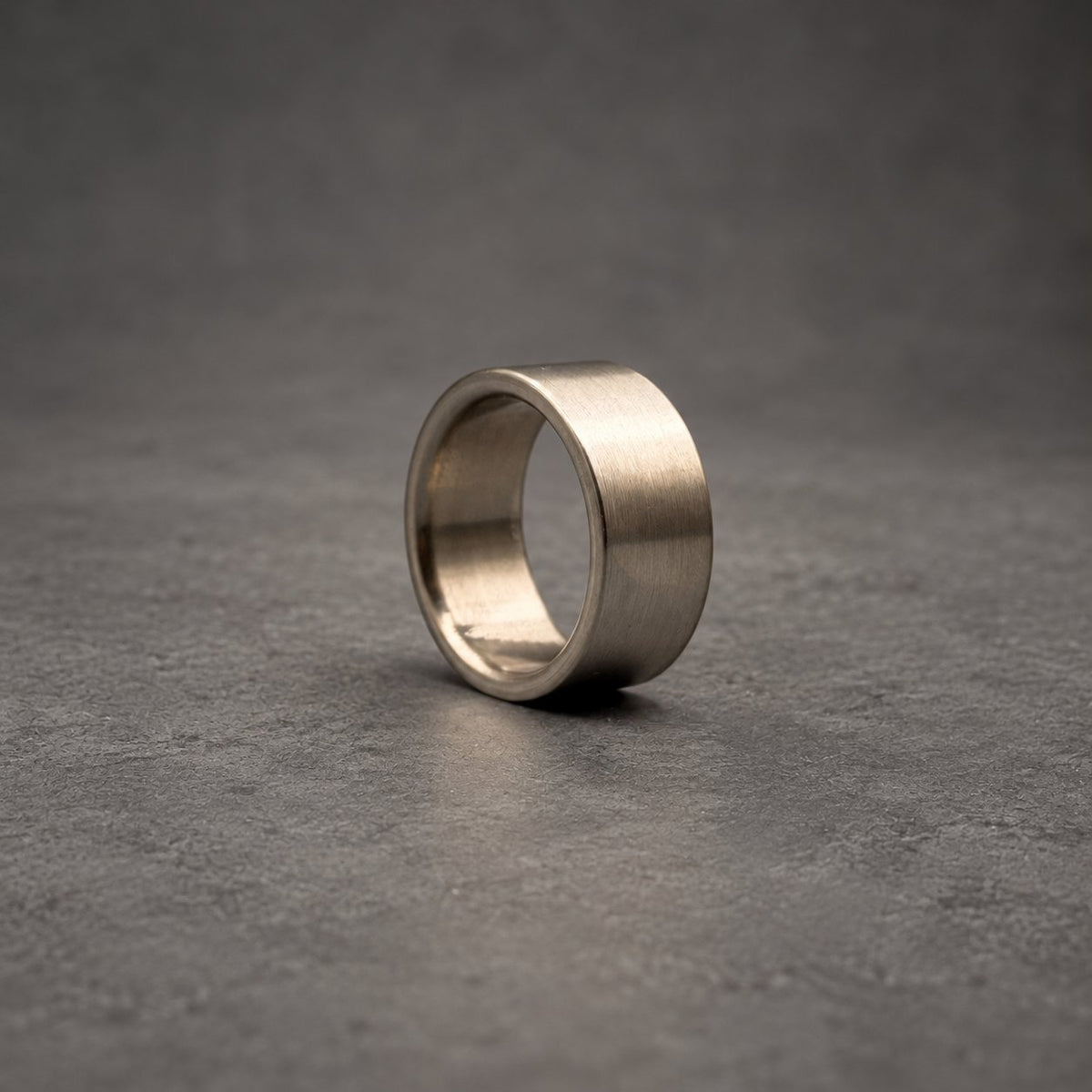 Brushed Titanium Wedding Band, Chunky Flat — Square Edges
