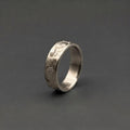 Floral Engraved Titanium Wedding Band — Hand Carved Scroll