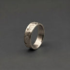 Floral Engraved Titanium Wedding Band — Hand Carved Scroll