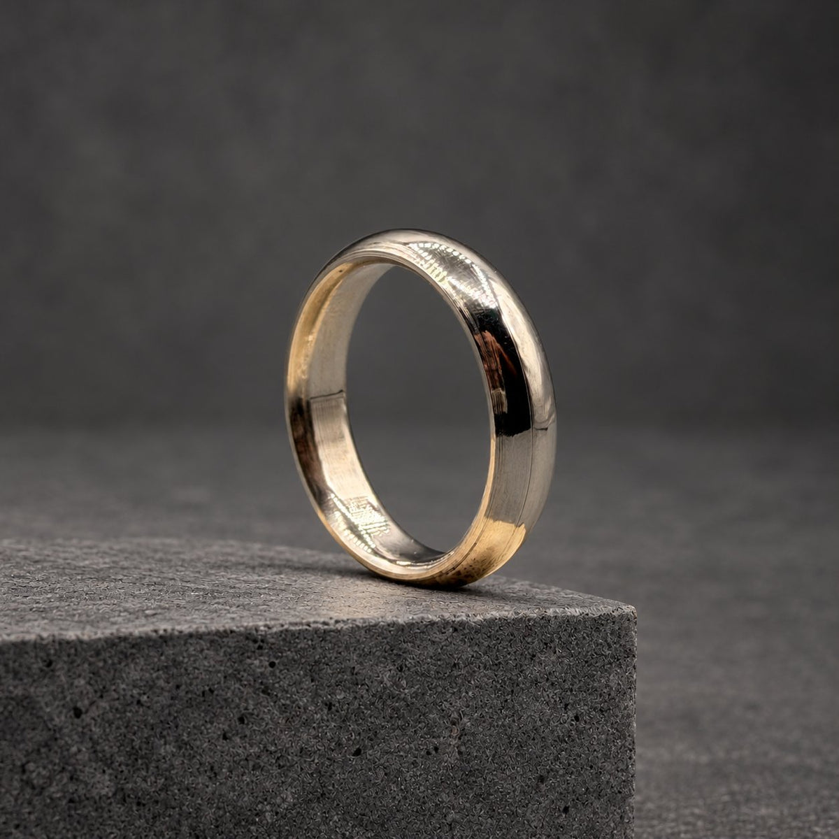 Polished Titanium Wedding Band, Domed — High Shine Classic, view 4