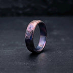 Purple Anodized Titanium Wedding Band, Domed — Hand Hammered, view 3