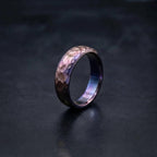 Purple Anodized Titanium Wedding Band, Domed — Hand Hammered