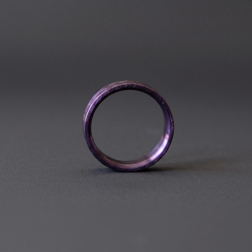 Purple Anodized Titanium Wedding Band — Rough Brushed Finish, view 5