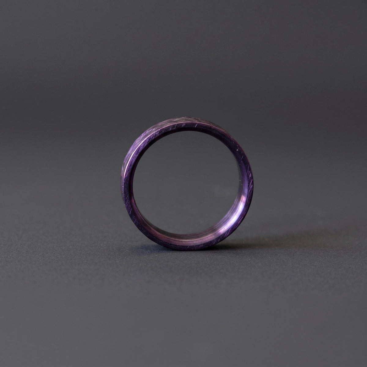 Purple Anodized Titanium Wedding Band — Rough Brushed Finish, view 5