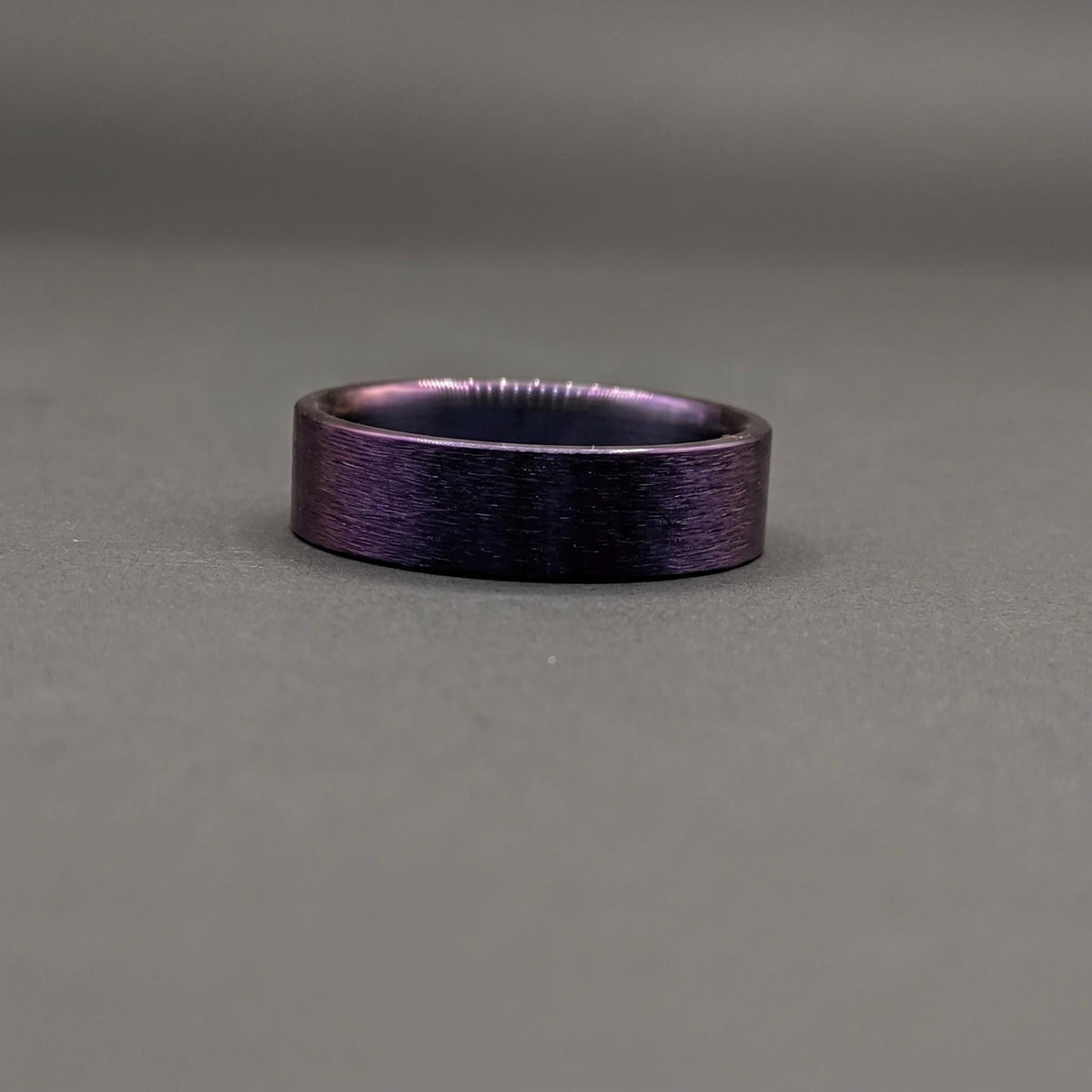 Purple Anodized Titanium Wedding Band — Rough Brushed Finish, view 3