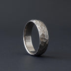 Hammered Titanium Wedding Band, Domed — Distressed Rustic Finish, view 5