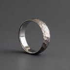 Hammered Titanium Wedding Band, Domed — Distressed Rustic Finish, view 3