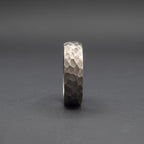 Hammered Titanium Wedding Band, Domed — Distressed Rustic Finish, view 6